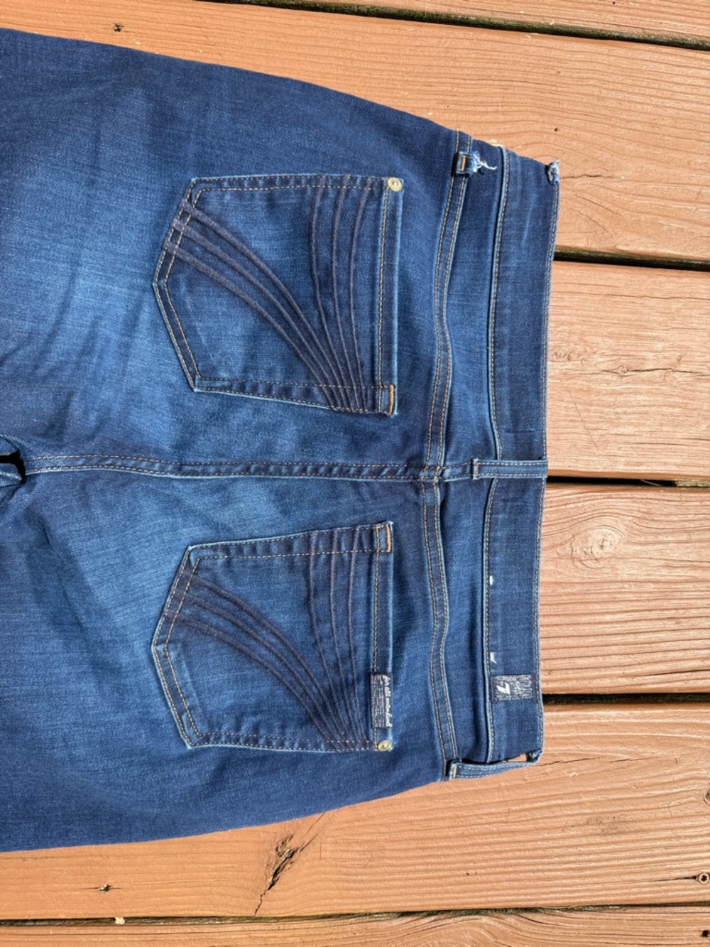 7 For All Mankind Dark Blue Flare Wide-Leg Jeans - Picture 2 of 6